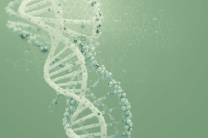 Illustration einer DNA-Doppelhelix, wissenschaftlichem Hintergrund.